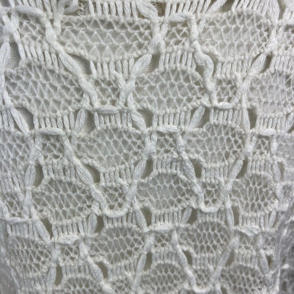 Free People White Open Knit Lace Sweater Size S/P Layered Hem - Picture 9 of 10